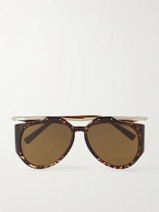 Солнцезащитные очки Amelia в черепаховом корпусе из ацетата и золотистого цвета Saint Laurent Eyewear, цвет Tortoiseshell