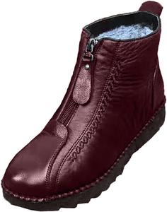 Женские зимние ботинки водонепроницаемые противоскользящие с мехом внутри, классические теплые ботильоны для улицы, зимние утепленные ботинки для ходьбы и походов Generic, Wine