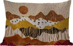 Подушка для улицы - Тигровый принт - Пастель - Золотая - Тигр - Абстрактный - 50x30 см - Водонепроницаемая - Подушка для отдыха - Подушка для дивана - Украшение для гостиной MuchoWow