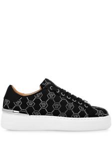 Атласные кроссовки, украшенные стразами Philipp Plein, черный