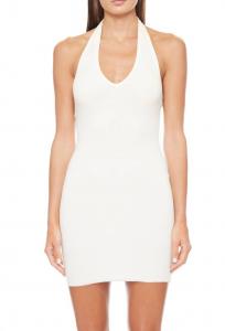 Eterne Мини-платье с бретелькой через шею, бежевого цвета