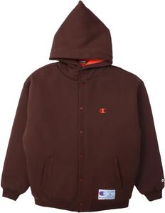 Мужская хлопковая толстовка Champion с длинными рукавами, вышитым логотипом США на кнопках и капюшоном, модель Action C3-A618, темно-коричневый