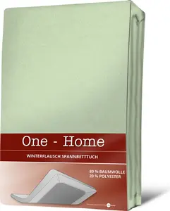 Зимняя простыня на резинке 140х200 - 160х200 см, светло-зеленая, пушистая хлопковая простыня One-Home
