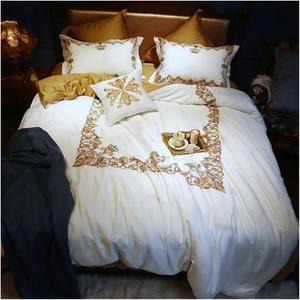 YUSIWOAL Комплект постельного белья из хлопка черный с золотой вышивкой в европейском стиле One Color