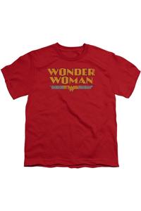 Футболка с коротким рукавом для детей с логотипом Wonder Woman от DC Comics Gildan, красный