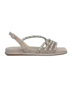 Сандалии на плоской подошве со стразами и перекрестными ремешками Alma En Pena, серый