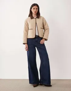 Бежевая стеганая куртка с контрастными деталями JDY