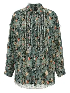 Рубашка с оборками и цветочным принтом R13, зеленый