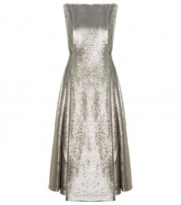 Платье миди Chaya с пайетками Emilia Wickstead, серебряный