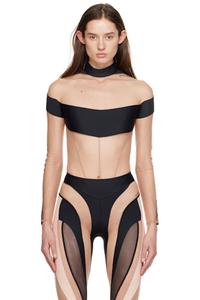 Черный Иллюзионный Боди Mugler