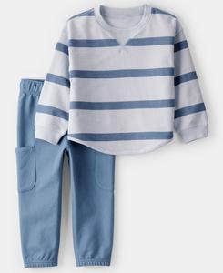 Детский комплект для мальчиков 2T-5T: полосатая футболка и штаны, 2 предмета Carter's, Blue