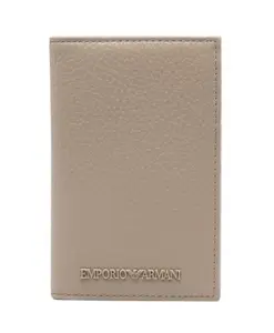 Высококачественный кожаный кошелек-кардхолдер Emporio Armani, бежевый