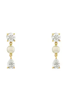 Серьги Soulmate из желтого золота 750 пробы с бриллиантами и жемчугом Rosekey