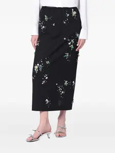 Юбка с эластичным поясом и цветочным декором Bernadette, черный