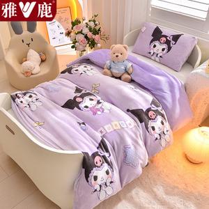 Yalu Детское одеяло 120х150 см, вес 1,5 кг, молочный флис высокой плотности, цвет Куломи-фиолетовый