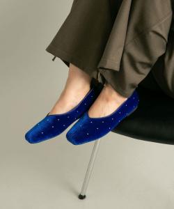 Велюровые туфли с заклепками Kbf, цвет Blue