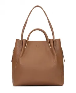 Большая сумочка с оригинальными ручками. Kazar, коричневый