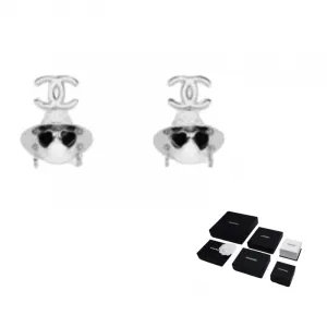 CHANEL Металлические серьги-гвоздики Unisex Silver