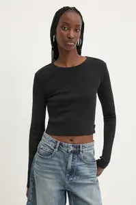 Хлопковый топ с длинными рукавами Vans, черный