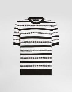 Шелковый пуловер с круглым вырезом и логотипом Dolce & Gabbana, мультиколор