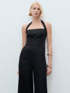 Jumy комбинезон без рукавов с топом-халтер и широкими брючинами из льна Mango