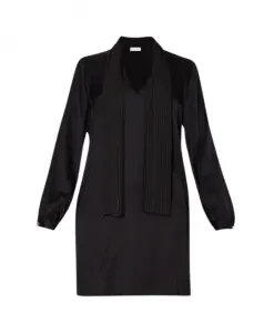 Черное атласное платье с плиссированным воротником Liu Jo, черный