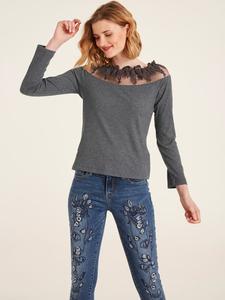 Рубашка с длинными рукавами серого цвета Heine