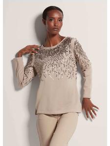 MADELEINE Блестящий топ с мерцающими деталями в берберско-золотых тонах