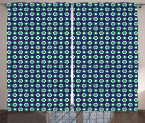 Штора ABAKUHAUS в деревенском стиле с абстрактными цветами и круглыми точками, для спальни, присборенная, с петлями и крючками, 280 x 175 см, бело-зеленая Abakuhaus