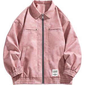Кожаная куртка Unisex Lapel Moderate LISENPOK, розовый