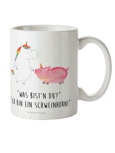 Детская кружка Единорог и свинья с надписью на белом фоне Mr. & Mrs. Panda