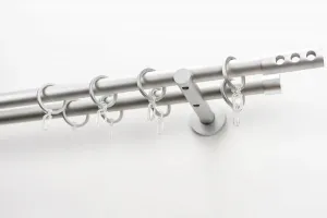 Карниз для штор GARESA "EASY", 2 направляющие, желаемая длина, комплект для штор, выдвижной, торцевая заглушка. с 3 отверстиями, алюминий, с кольцами 64х190 см, Ø 20 мм, цвет silberfarben