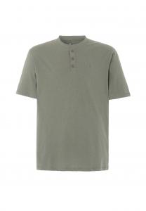 Мужская пижамная футболка с коротким рукавом и планкой на пуговицах, однотонная зеленая El Búho NOCTURNO, зеленый