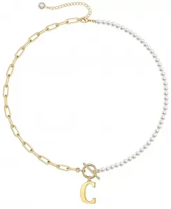 Ожерелье-Цепочка с застежкой-тогл, позолоченное 14 карат, с имитацией жемчуга Rachel Glauber, c