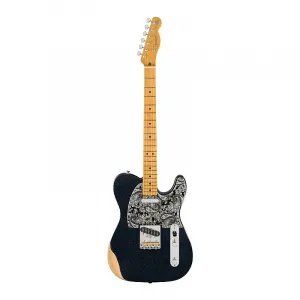 Электрогитара Fender Brad Paisley Road Worn Telecaster, ограниченная серия, 6 струн, для правшей, с грифом из клена и ладовыми порожками среднего размера (Черный Блеск)