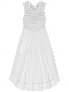 Платье миди с квадратным вырезом GANNI, белый