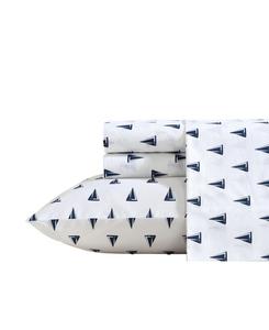 Комплект постельного белья из хлопкового перкаля, 4 предмета, размер «полуторный» Nautica, цвет windtale boat blue