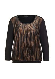 Короткий размер: эластичная удобная блузка-рубашка с мерцающим принтом Goldner, мультиколор