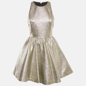 Мини-платье без рукавов из металлизированной парчи Alice + Olivia, metallic