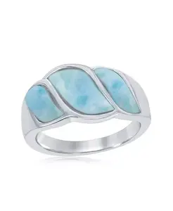 Кольцо из стерлингового серебра с волнообразным узором в виде ларимара Caribbean Treasures, blue