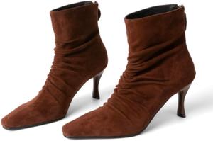 Женские ботильоны SHODENSE с небольшим каблуком-китен, замшевые, с квадратным носком, молнией и плиссировкой, короткие ботинки с каблуком 3 дюйма, платьевые ботильоны до середины голени, удобные, в ретро-стиле, для офиса, размеры 4-11 US, Suede Brown