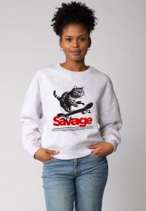 Толстовка watapparel SAVAGE CAT, Cool Heather Grey/Mottled Light Grey