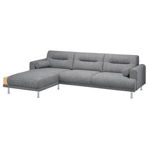 3-местный диван с козеткой, слева LÅNGARYD IKEA, цвет lejde grey/black/metal