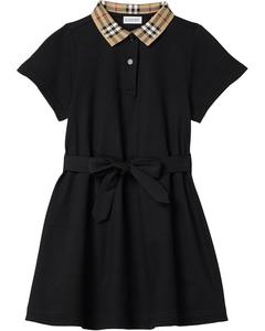 Платье Burberry Kids Astrid Check Collar, черный