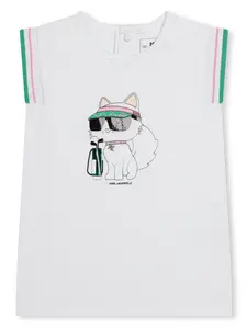 Платье с принтом Ikonik Choupette KARL LAGERFELD KIDS, белый