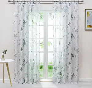 Штора с присборенной лентой, вуалевая штора (1 шт.), полупрозрачные шторы с различными узорами в виде листьев, спальня-гостиная ВxШ 145 x 140 см Joyswahl