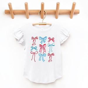 Футболка с рукавами-фонариками и патриотичными бантами The Juniper Shop, White