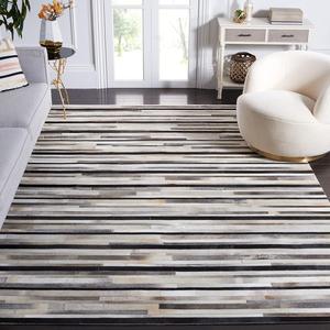 Ковер SAFAVIEH, 183 x 275 см, Studio Leather Collection Ivory/Black STL816A ручной работы в стиле Mid-Century Modern для гостиной, столовой, спальни