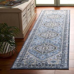 Ковер-дорожка SAFAVIEH, 67 x 244 см, Bayside Collection, Blue & Navy, можно стирать в стиральной машине, идеально для гостиной, прихожей, холла, спальни (BAY118M-28)