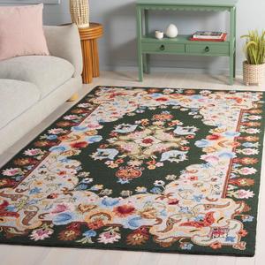 Ковер SAFAVIEH, 153 x 244 см, Chelsea Collection, Green & Grey, ручной работы из шерсти, французский цветочный дизайн в стиле кантри, идеально для гостиной, спальни, столовой (HK338Y)